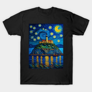 Alkatraz Island in starry night T-Shirt